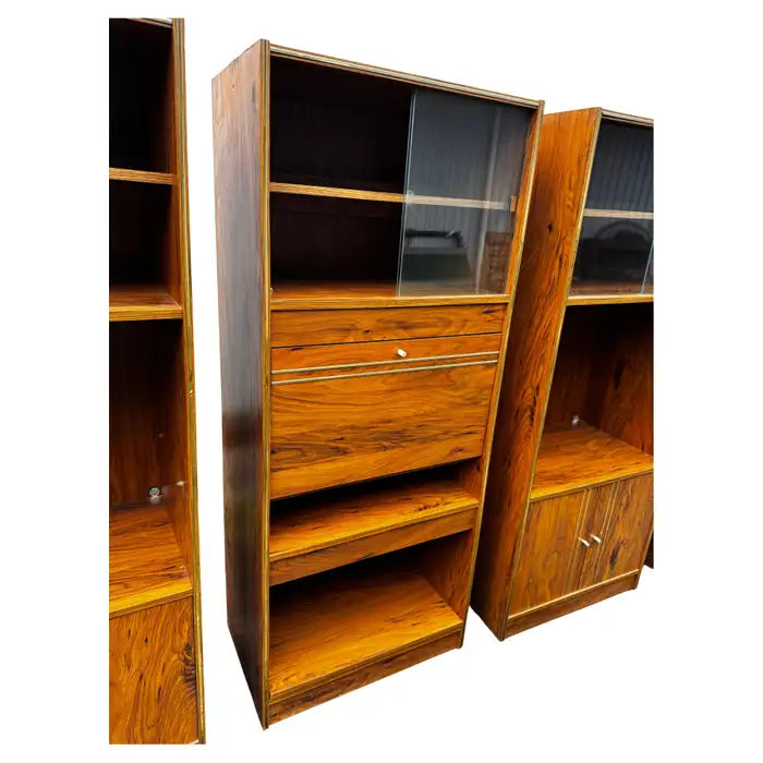 Lighted walnut bar cabinet modern style