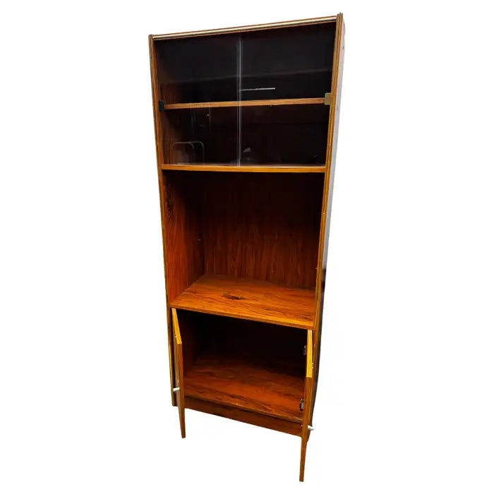 Modern glass and wood bookcase home décor