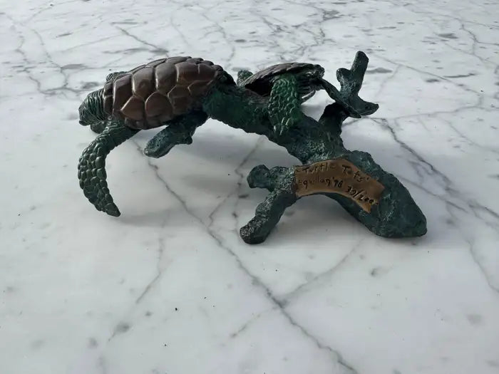 Limited edition bronze turtle family art sculpture