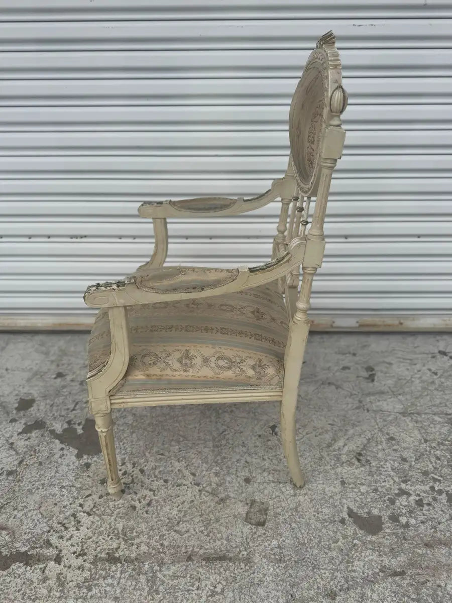 Antique hand painted bergere armchair elegant seating