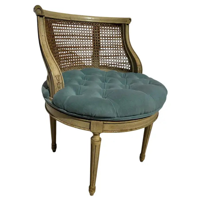 louis xvi cane back vanity stool swivel seat