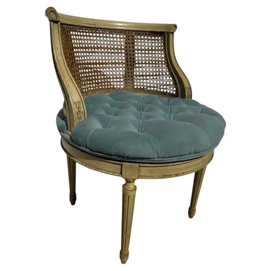 louis xvi cane back vanity stool swivel seat