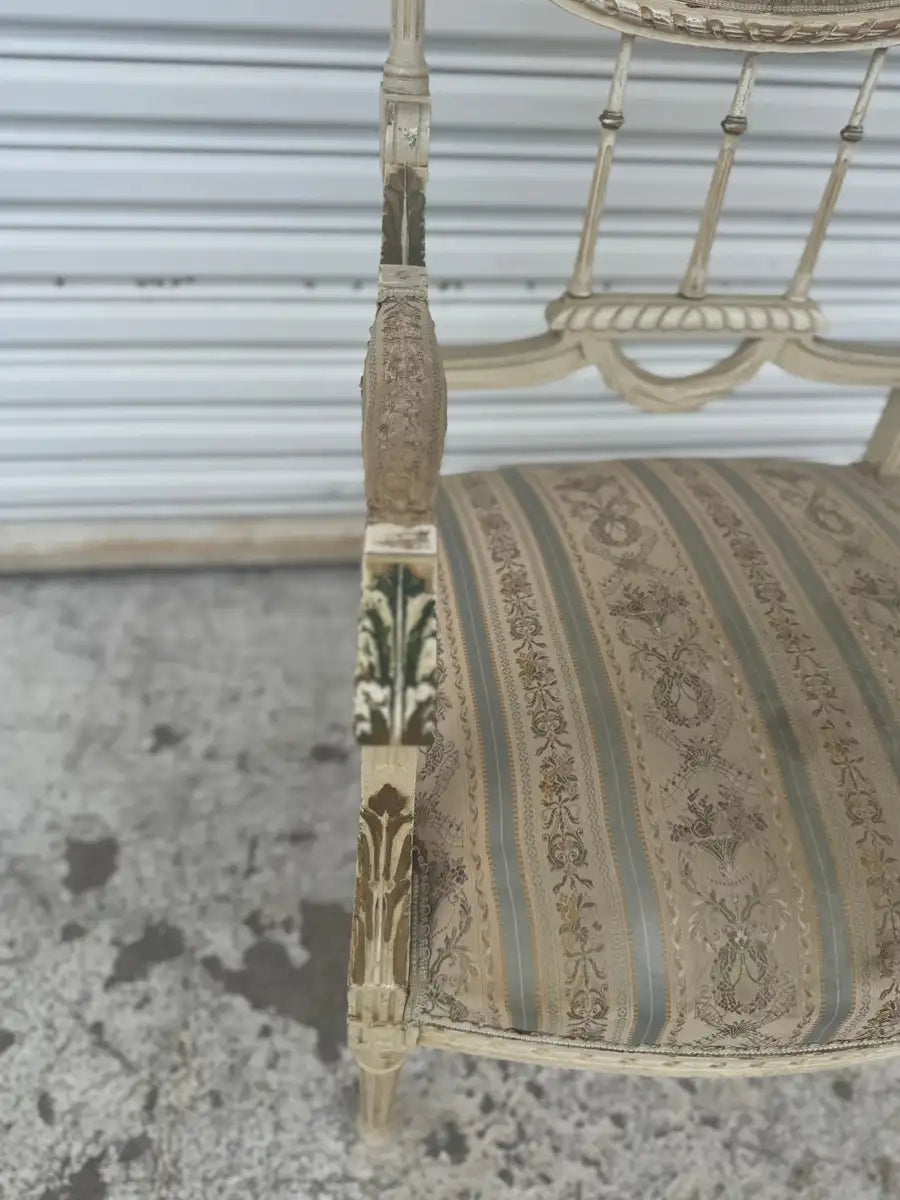 French bergere armchair hand painted finish classic design