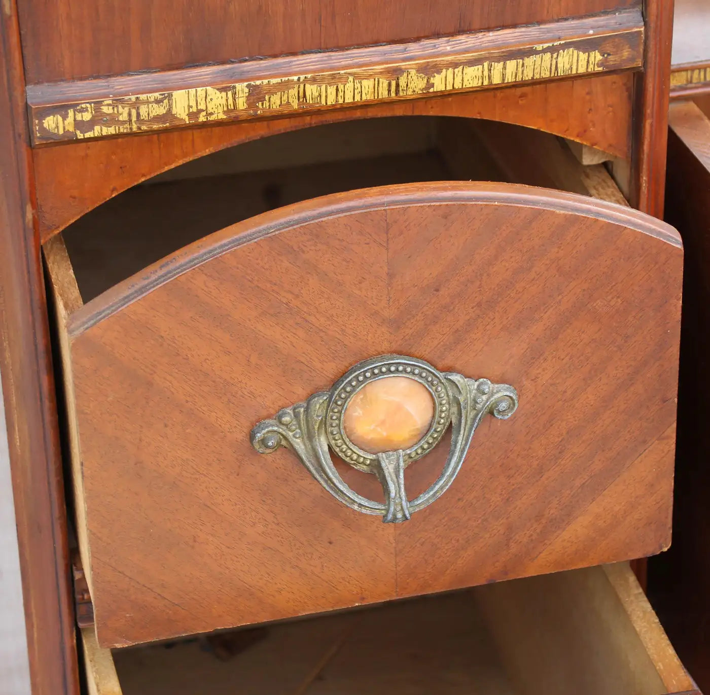 Bold carved wood Art Deco dressing table
