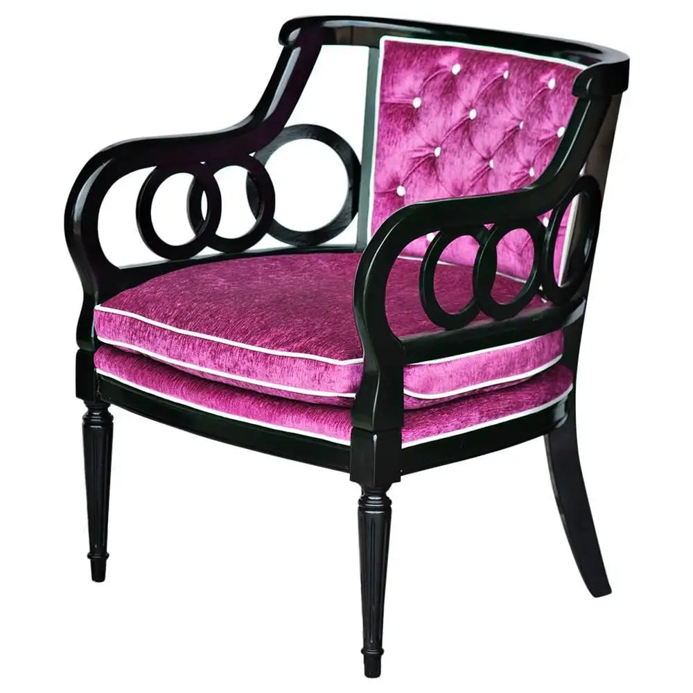 Luxury purple diamond button lounge chair Regency style