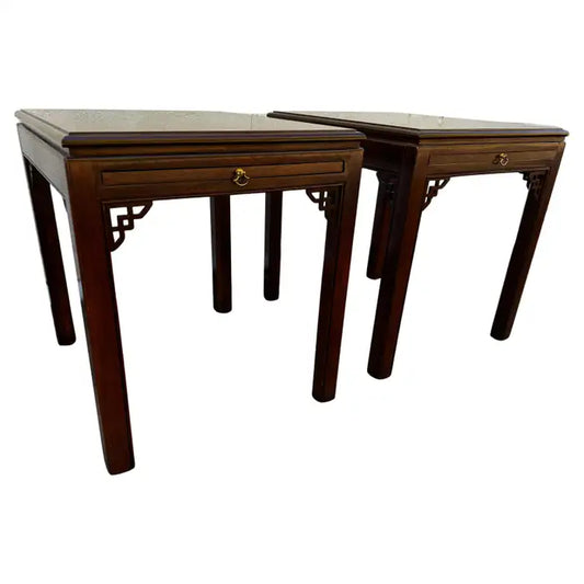Mahogany Chinese Chippendale end tables