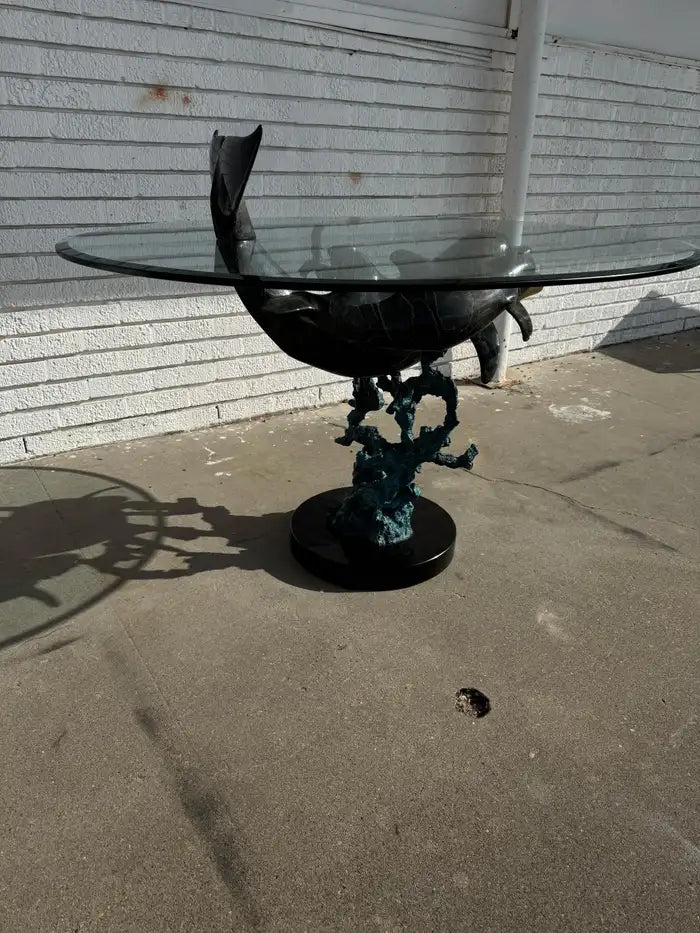 Limited edition 15 of 75 bronze dolphin accent table