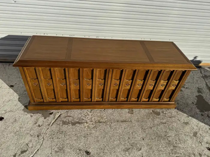 Walnut buffet showcasing unique marble veining patterns