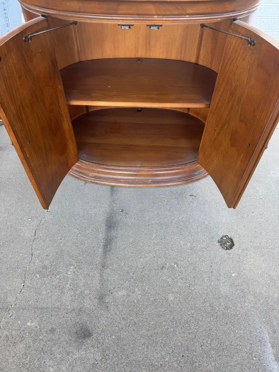 oval marble top side cabinet for living room storage