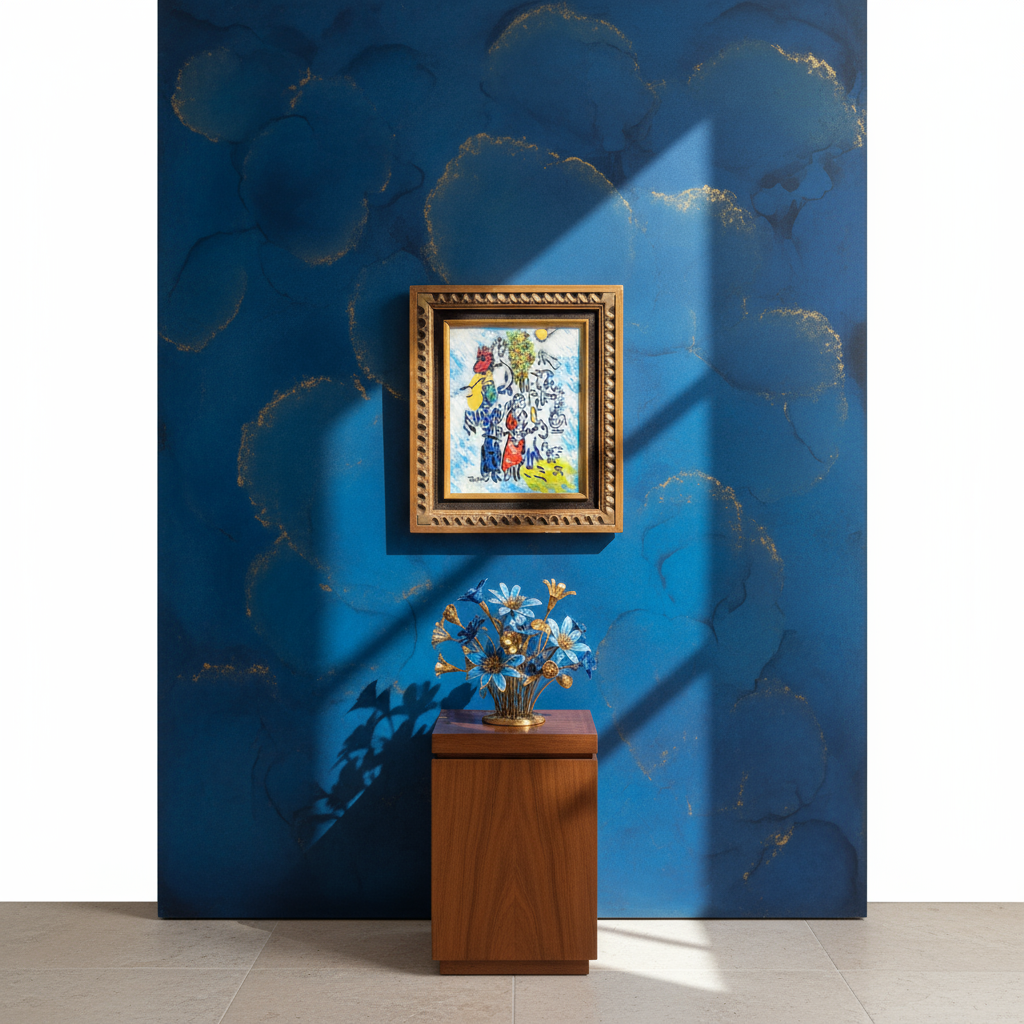 Marc Chagall enamel on copper plate with surreal figures and vibrant colors