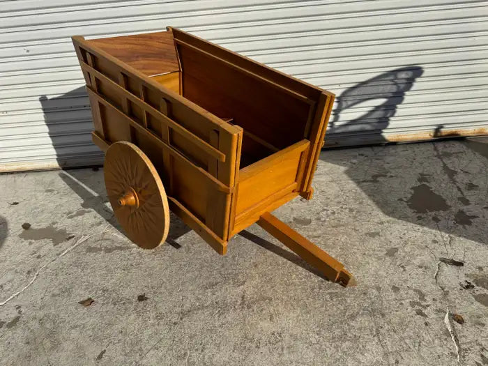 Inlaid wooden rolling cart for entertaining