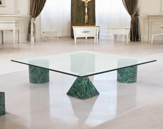 Massimo and Lella Vignelli Metafora Marble and Glass Coffee Table
