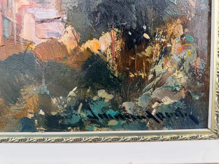 Italian Riviera coastal painting Positano cliffside homes