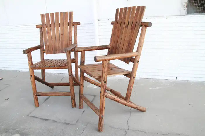 Pair Of Large Wood Deck Adirondacks style Garden Arm Chairs