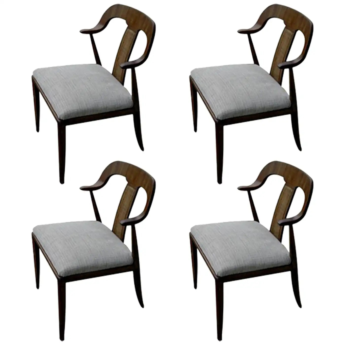 Vintage Danish side chairs sculpted back practical seating.​