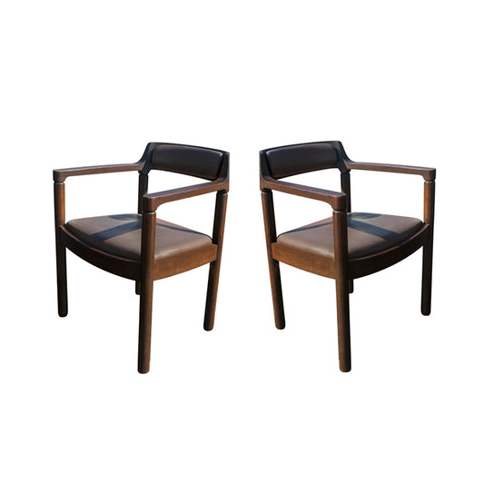 Vintage Ireland chairs Nicos Zographos walnut leather Metro Retro