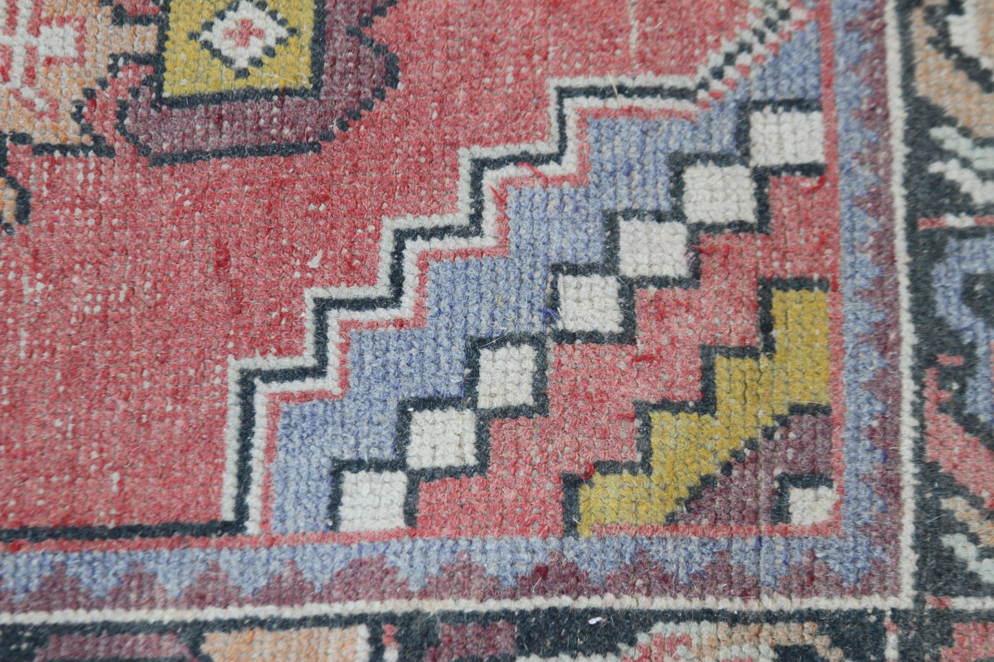 Antique Turkish pink carpet with elegant border print