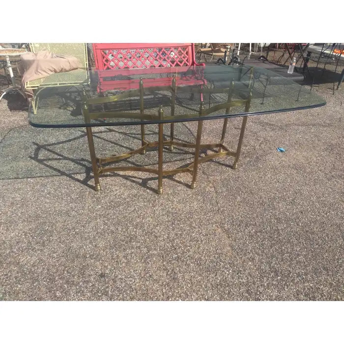 Thick clear glass dining tabletop with beveled edge