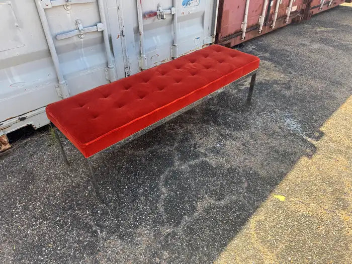 Mid-Century Modern velvet bench by Martin Brattrud