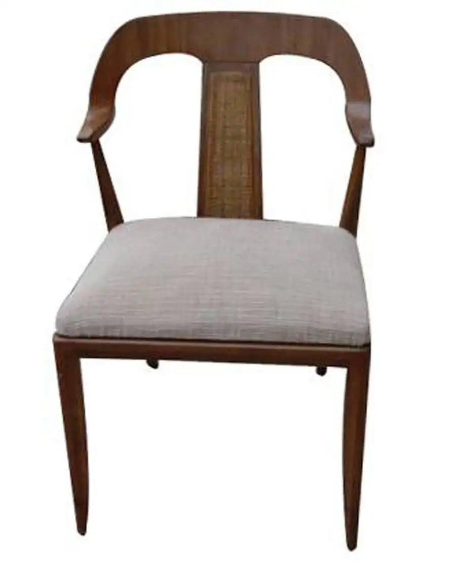 Scandinavian design dining chair dark wood and grey seat.​