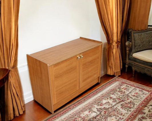 Mid century record cabinet with wood finish