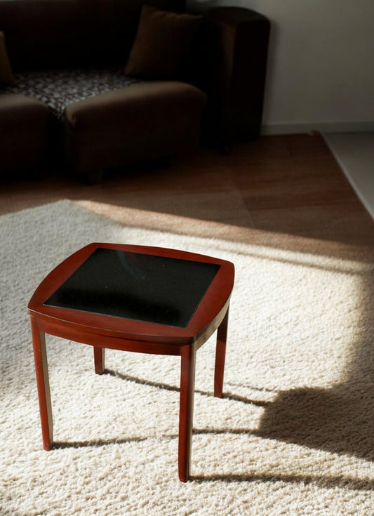 Elegant Cherry Wood Granite Top Side Table