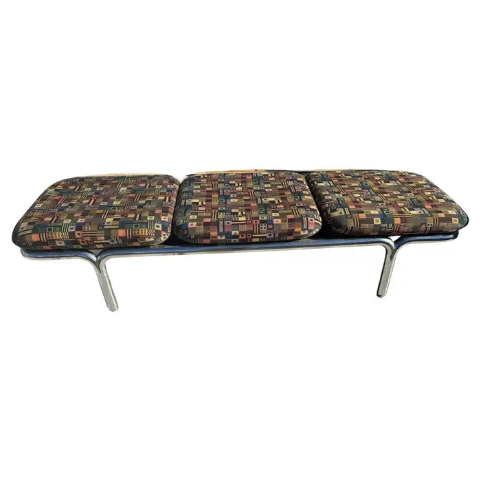 mid century modern chrome sofa three seat retro lounge