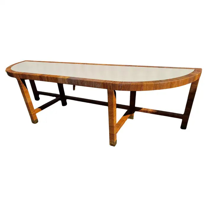 Mid century curved console table laminate top design