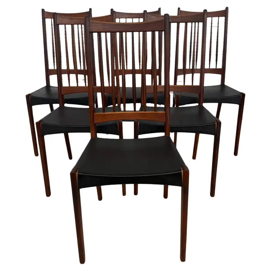 mid century teak dining chairs with sculpted wooden frames