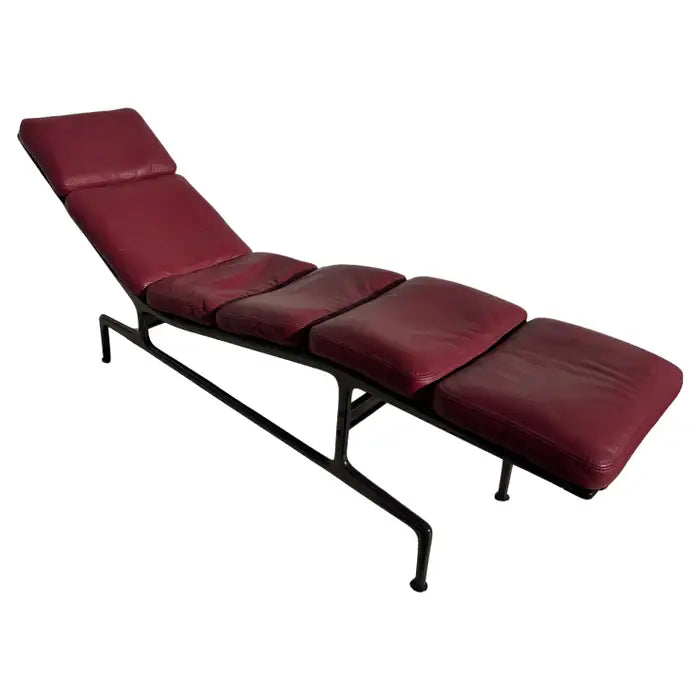 Mid century leather chaise lounge