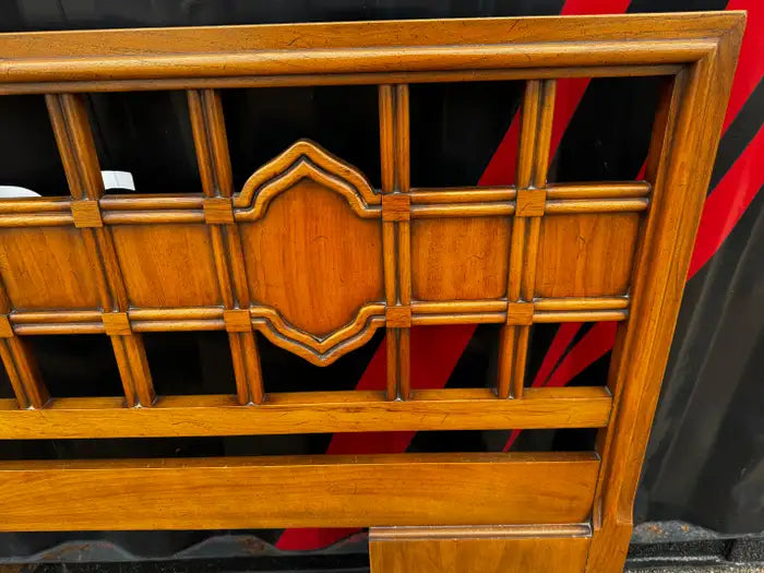 Geometric panel walnut headboard with clean lines