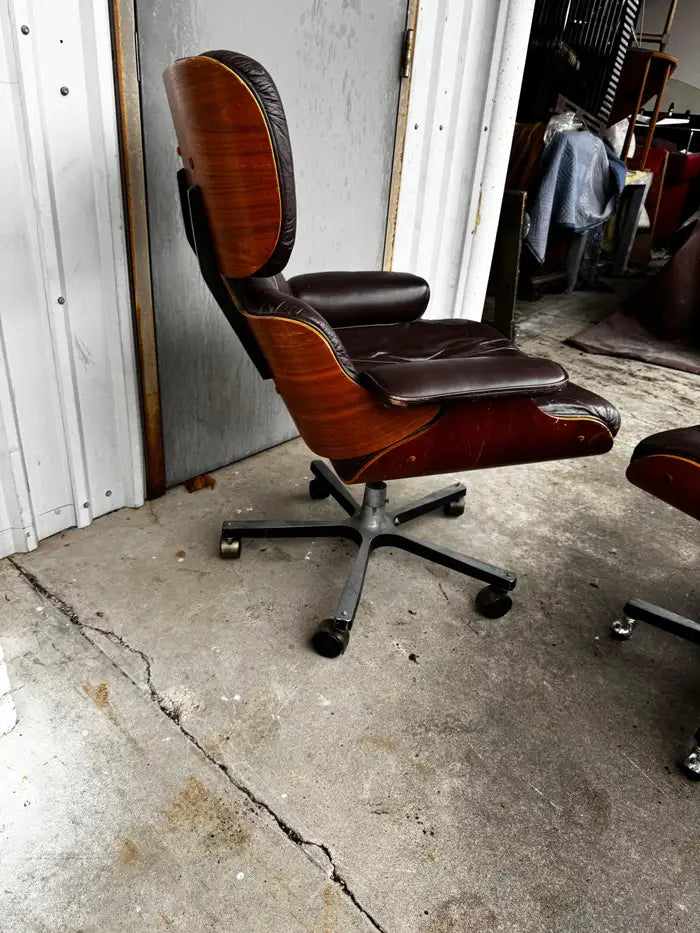 Mid century modern chair with matching footrest