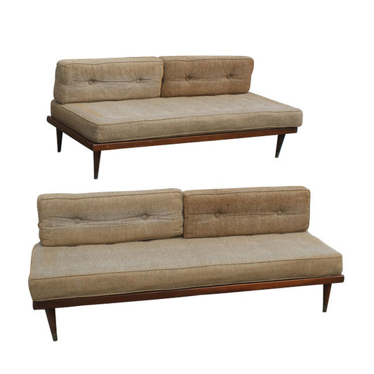 Mid century modern daybed sofa couch MR10906 brown linen