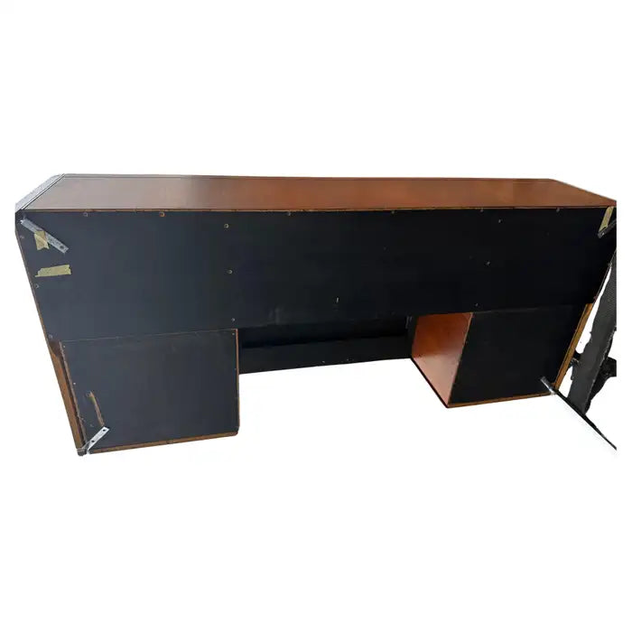 Rosewood grain detail on mid century office desk