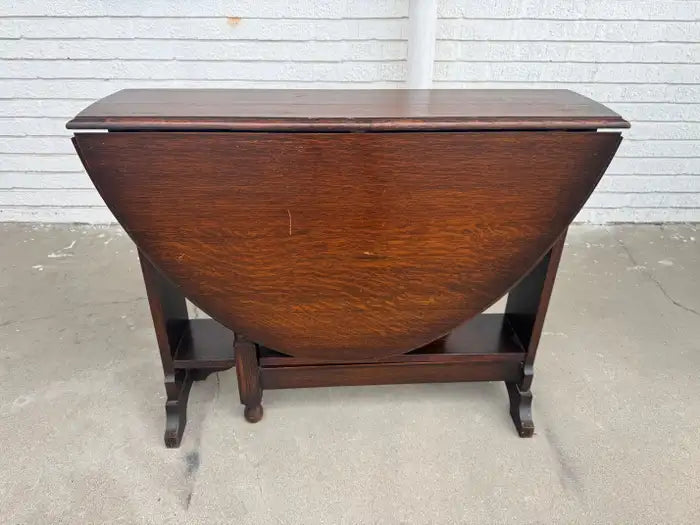 Vintage wood dining table with folding sides