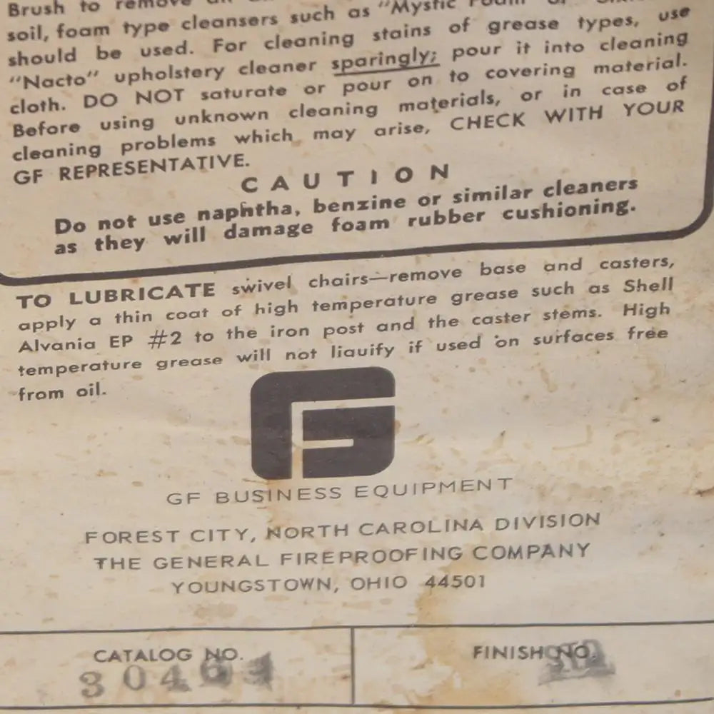 Durable GF company armchair aluminum mustard vinyl