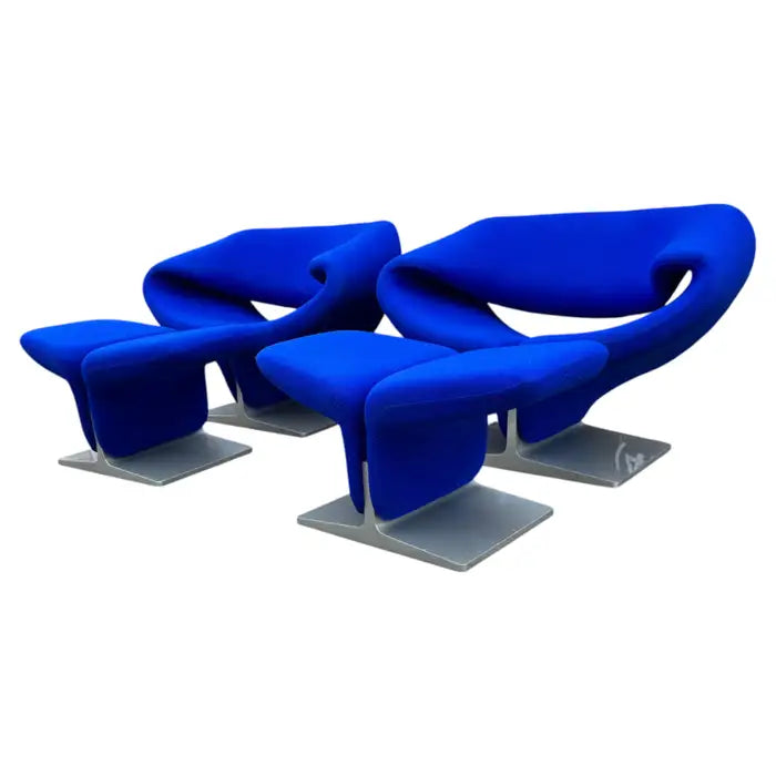 Mid century modern Ribbon chairs and footrests