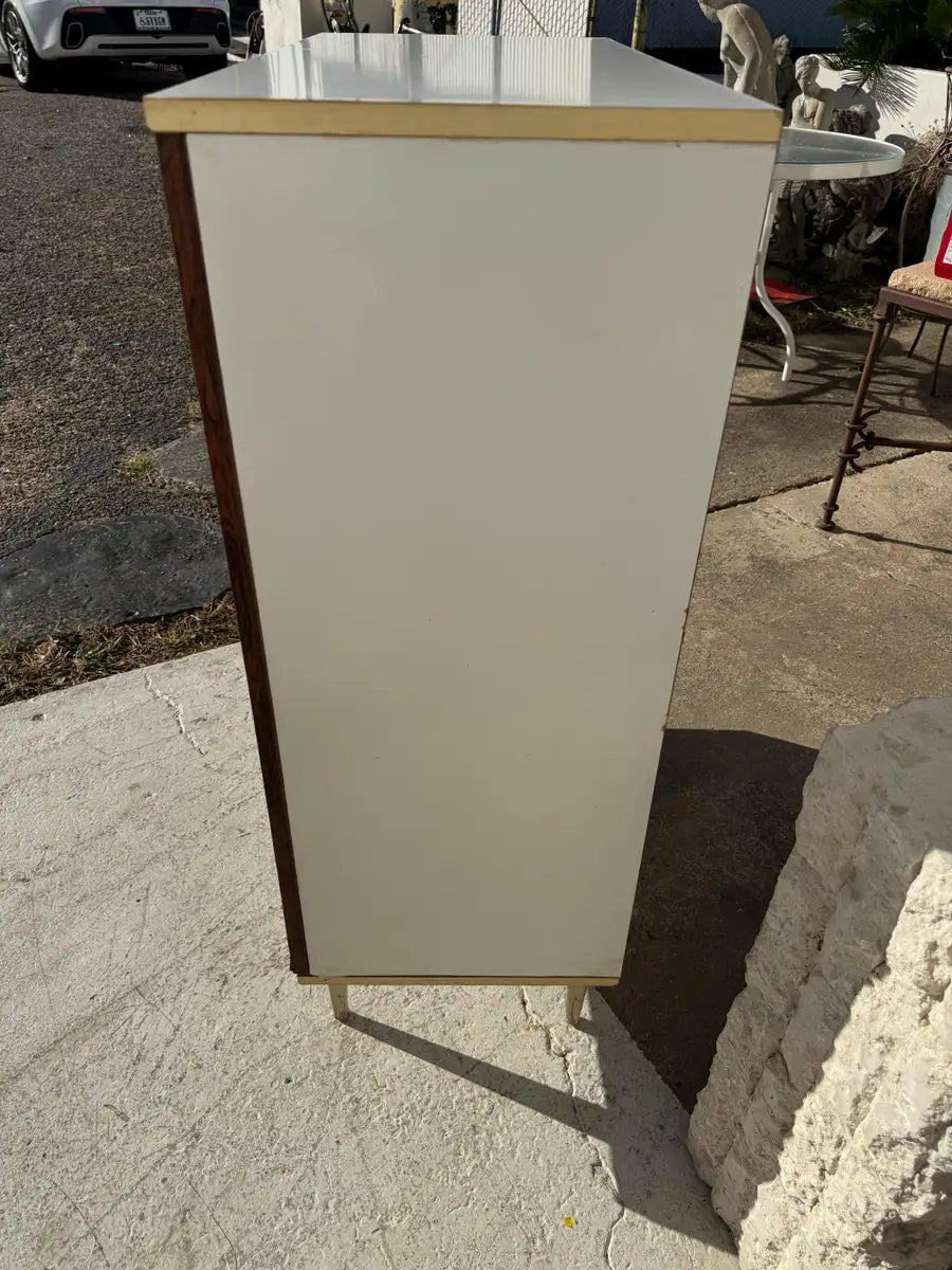 mid century modern cabinet with wood veneer texture