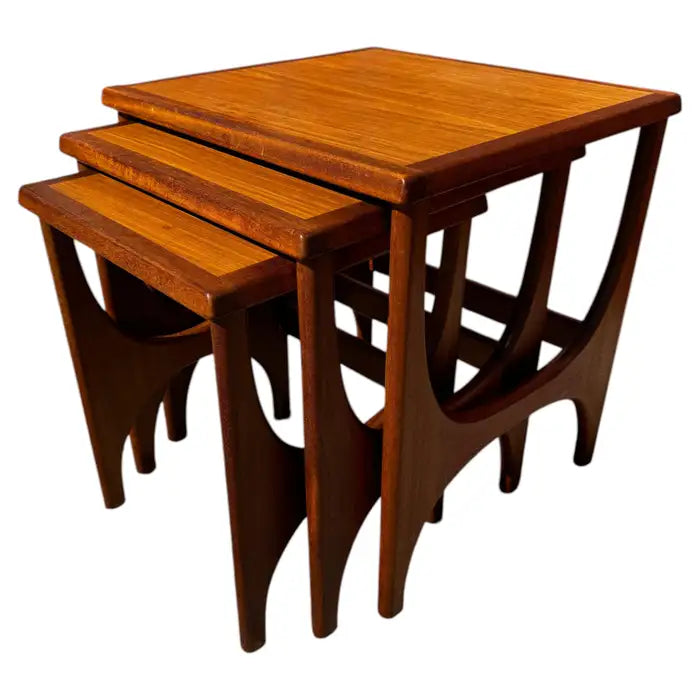 Mid Century Modern teak nesting side tables set