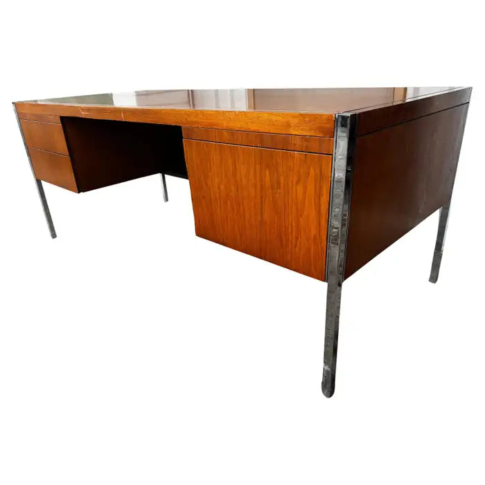 Mid century rosewood executive desk with chrome frame