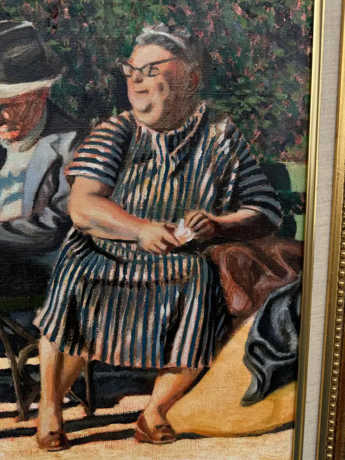 Figurative impressionist painting outdoor leisure scene NYC