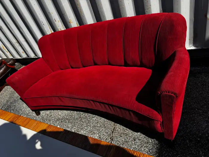 Mid century Swedish sofa sculptural upholstery detail