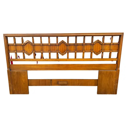 79 inch mid century walnut headboard with three diamond panels