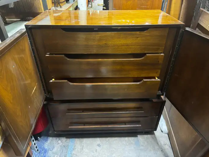 Walnut wood dresser craftsmanship detail