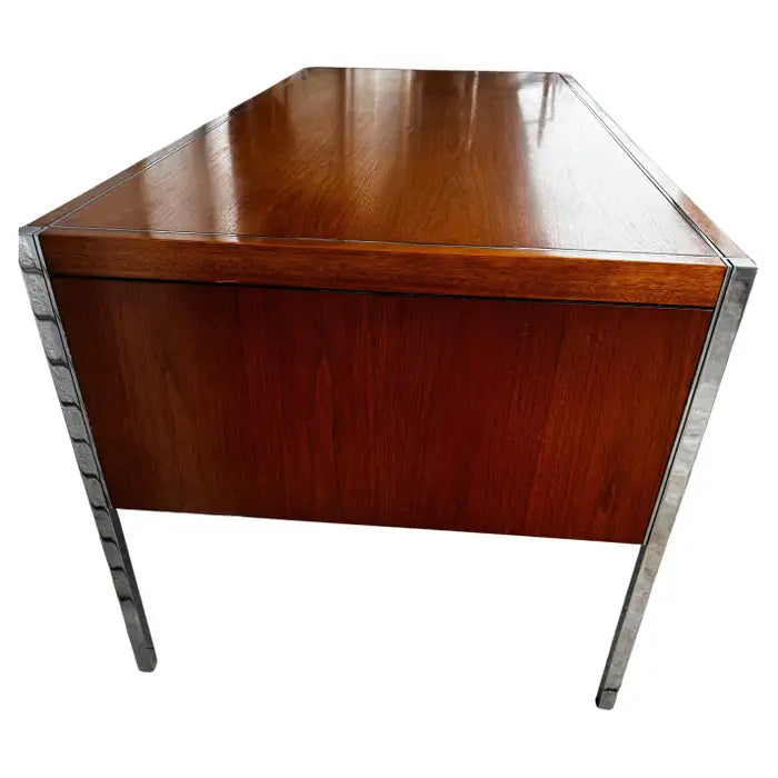 Knoll designed executive desk with wood and chrome