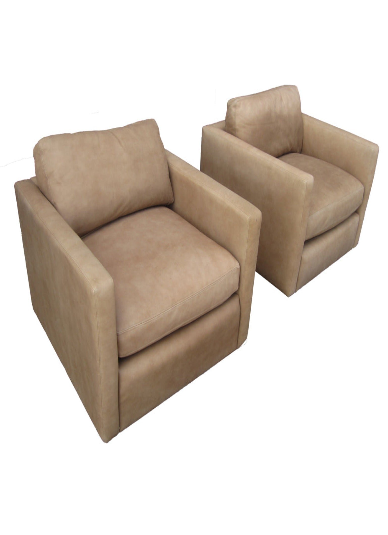 Mid-century cube leather lounge chairs Pfister design