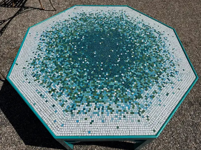 vintage asian coffee table mosaic inlay surface