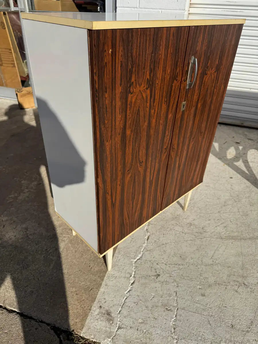 mid century sideboard cabinet with rich wood grain