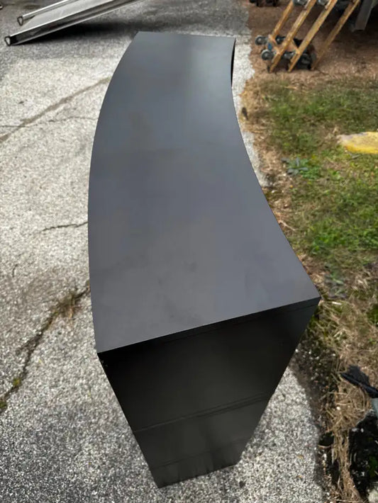 Modern black lacquer bow front display cabinet