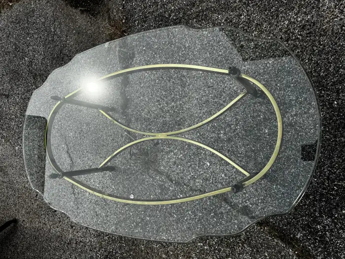 Brass frame coffee table modern oval design